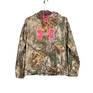 Under Armour‎ Camo Realtree Hoodie Pink Logo Womens S P Loose Fit